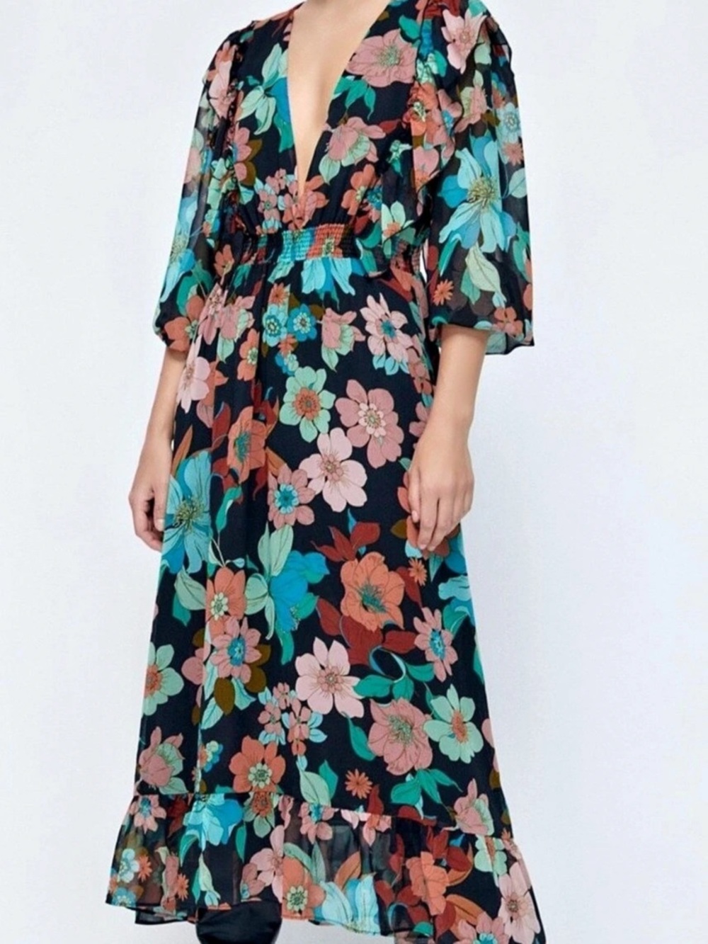 Zara Floral Midi Dress